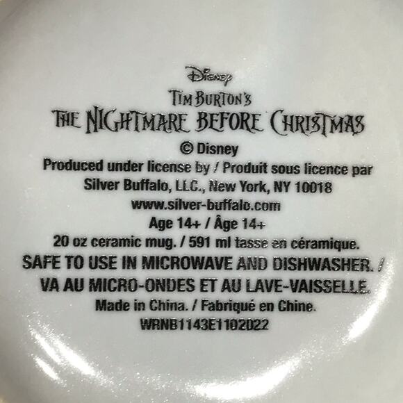 The Nightmare Before Christmas 20 oz Ceramic Mug Jack and Sally Heart Large Cup - Picture 2 of 11